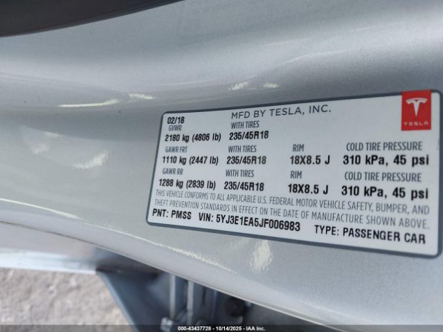 2018 TESLA MODEL 3 5YJ3E1EA5JF006983 Photo 8
