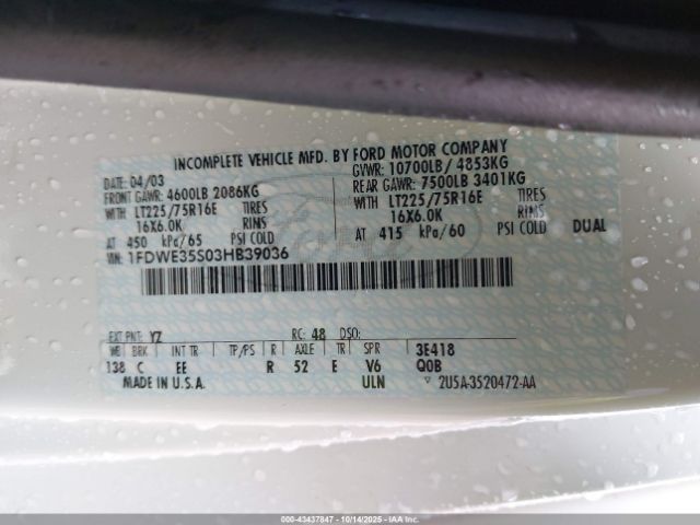 2003 FORD E-350 CUTAWAY 1FDWE35S03HB39036 Photo 8