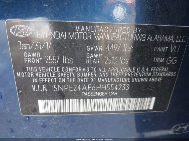 2017 HYUNDAI SONATA 5NPE24AF6HH554233 Photo 8