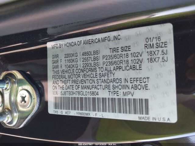 2016 ACURA RDX 5J8TB3H78GL015804 Photo 8