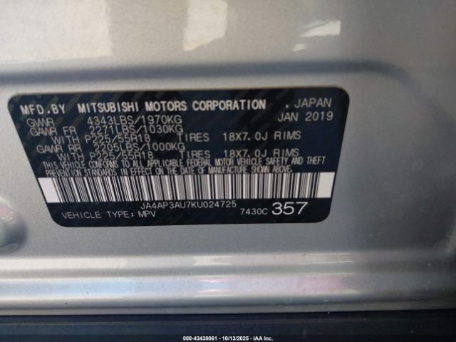 2019 MITSUBISHI OUTLANDER SPORT JA4AP3AU7KU024725 Photo 8