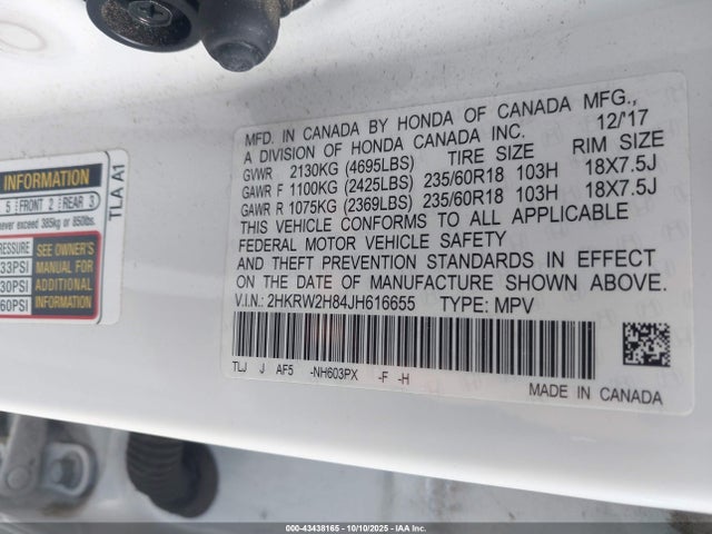 2HKRW2H84JH616655 Honda CR-V