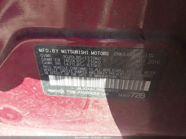 2017 MITSUBISHI MIRAGE ML32A3HJ8HH008707 Photo 8