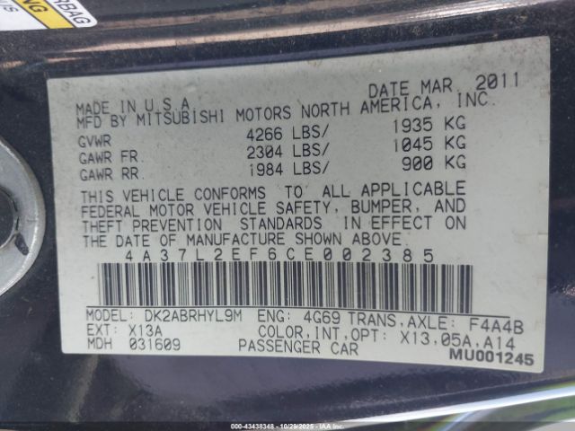 2012 MITSUBISHI ECLIPSE SPYDER 4A37L2EF6CE002385 Photo 8