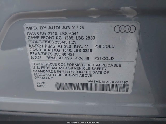 2025 AUDI Q4 E-TRON WA1MUBFZ6SP042197 Photo 8