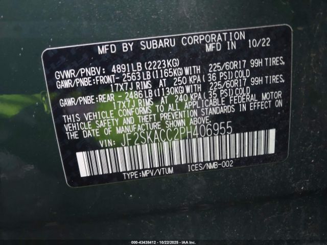 2023 SUBARU FORESTER JF2SKACC2PH406955 Photo 8