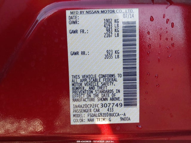 Nissan Leaf 2015 1N4AZ0CP2FC307749 Image 9