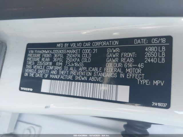 2018 VOLVO V60 CROSS COUNTRY YV440MWK4J2059055 Photo 8