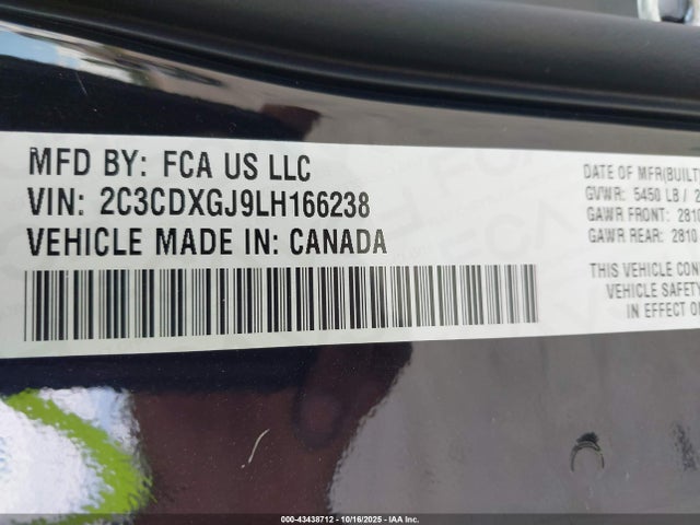 2C3CDXGJ9LH166238 Dodge Charger Scat Pack Widebody Rwd