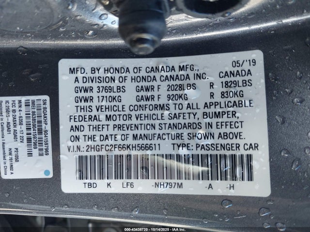 2019 HONDA CIVIC 2HGFC2F66KH566611 Photo 8