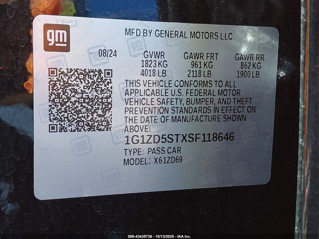 1G1ZD5STXSF118646 Chevrolet lfv