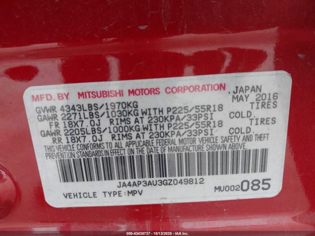 2016 MITSUBISHI OUTLANDER SPORT JA4AP3AU3GZ049812 Photo 8