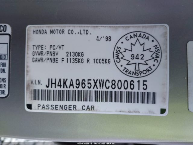 1998 ACURA RL JH4KA965XWC800615 Photo 8