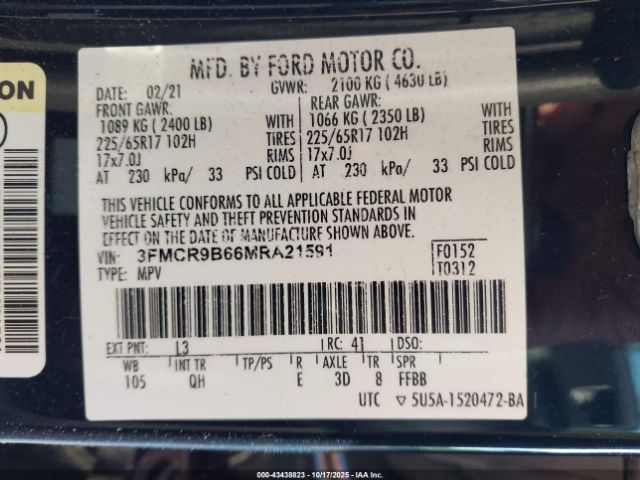 2021 FORD BRONCO SPORT 3FMCR9B66MRA21591 Photo 8