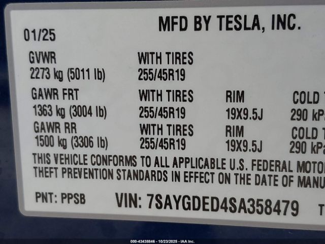 2025 TESLA MODEL Y 7SAYGDED4SA358479 Photo 8