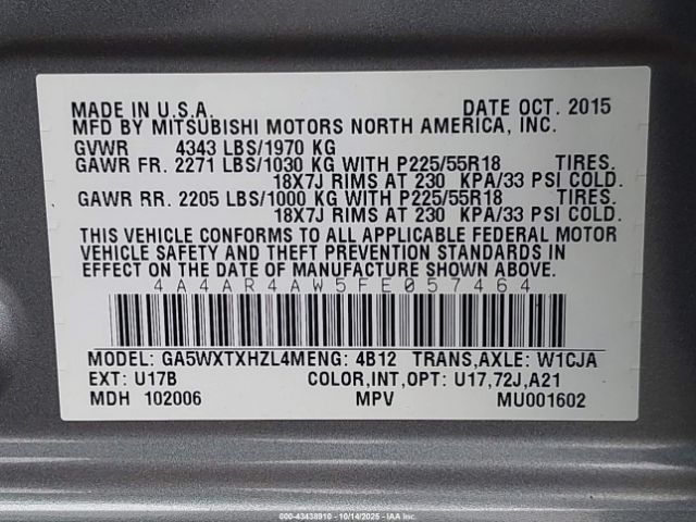 2015 MITSUBISHI OUTLANDER SPORT 4A4AR4AW5FE057464 Photo 8