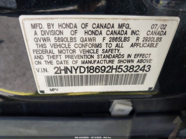 2002 ACURA MDX 2HNYD18692H538243 Photo 8