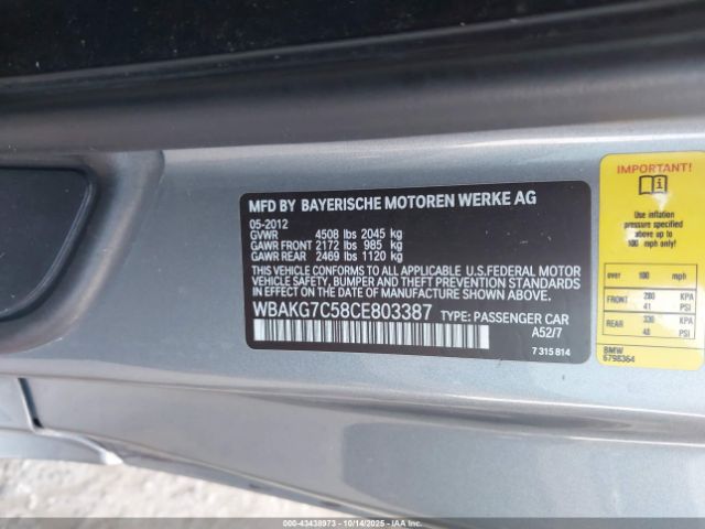 2012 BMW 335I WBAKG7C58CE803387 Photo 8