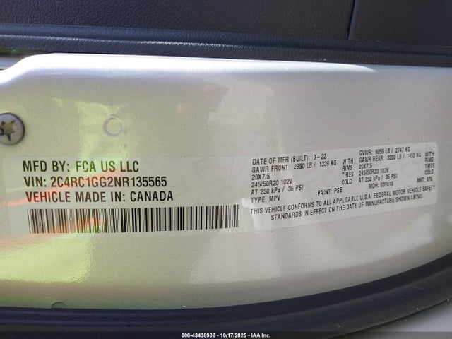 2022 CHRYSLER PACIFICA 2C4RC1GG2NR135565 Photo 8