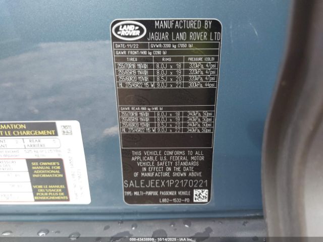 2023 LAND ROVER DEFENDER SALEJEEX1P2170221 Photo 8