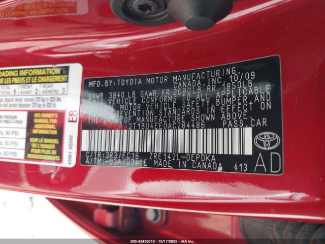 2010 TOYOTA COROLLA 2T1BU4EE0AC284486 Photo 8