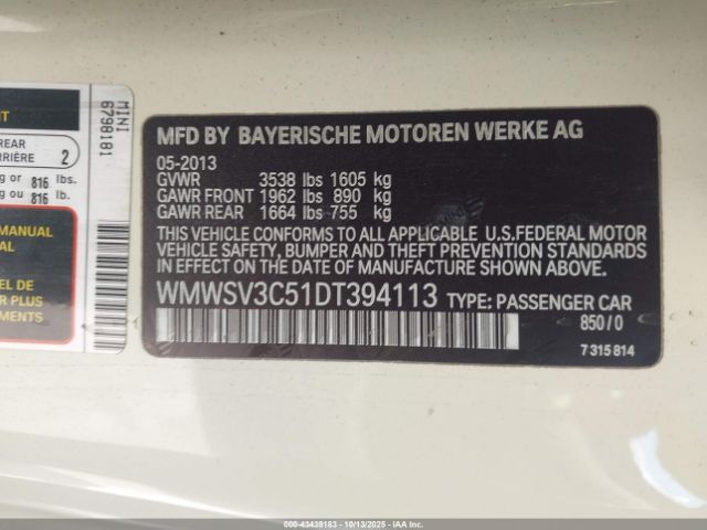 2013 MINI HARDTOP WMWSV3C51DT394113 Photo 8