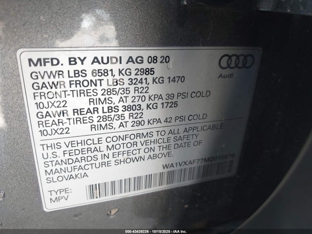 2021 AUDI Q7 WA1VXAF77MD010576 Photo 8