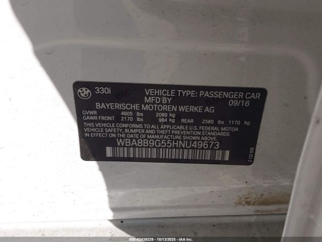 2017 BMW 330I WBA8B9G55HNU49673 Photo 8
