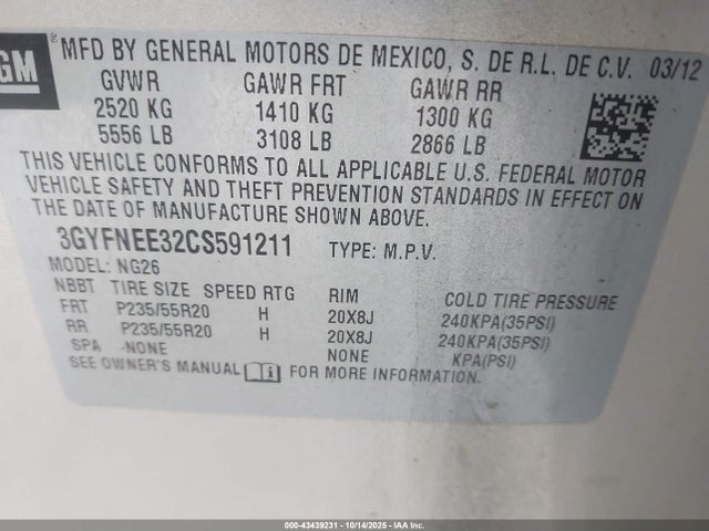 2012 CADILLAC SRX 3GYFNEE32CS591211 Photo 8