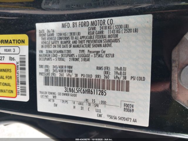 2017 LINCOLN MKZ 3LN6L5FC6HR611285 Photo 8