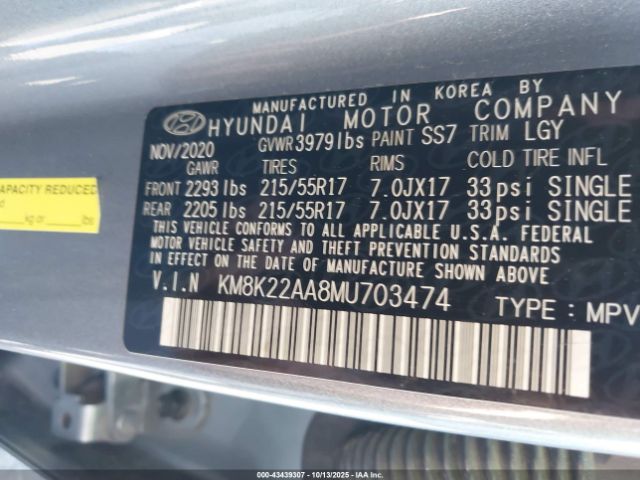 2021 HYUNDAI KONA KM8K22AA8MU703474 Photo 8