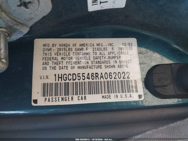 1994 HONDA ACCORD 1HGCD5546RA062022 Photo 8