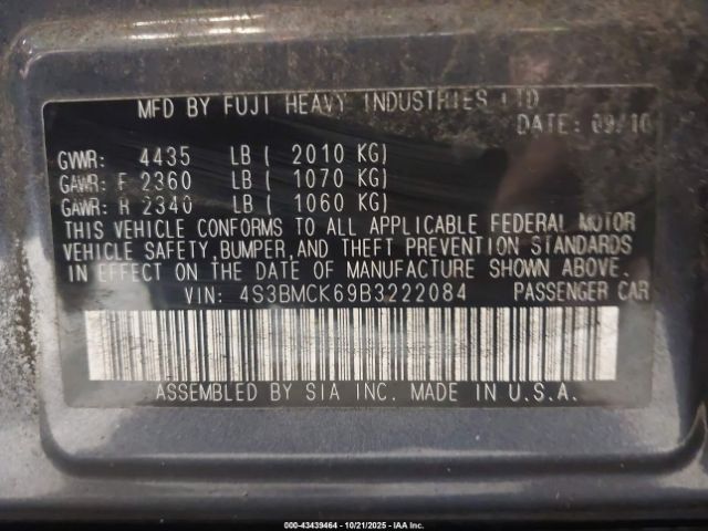 2011 SUBARU LEGACY 4S3BMCK69B3222084 Photo 8