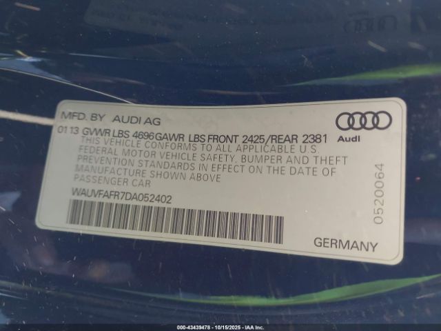 2013 AUDI A5 WAUVFAFR7DA052402 Photo 8