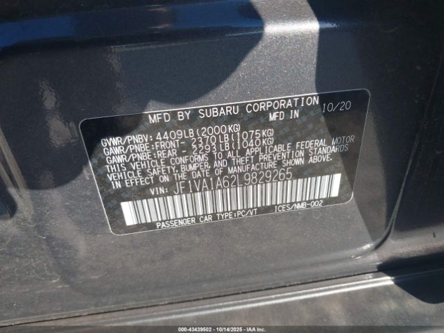 2020 SUBARU WRX JF1VA1A62L9829265 Photo 8