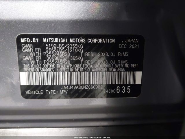 2022 MITSUBISHI OUTLANDER JA4J4VA80NZ060982 Photo 8