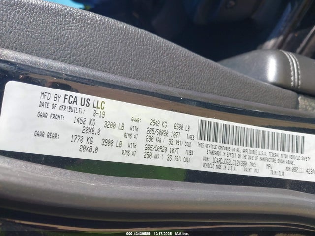 2020 DODGE DURANGO 1C4RDJDG2LC124380 Photo 8