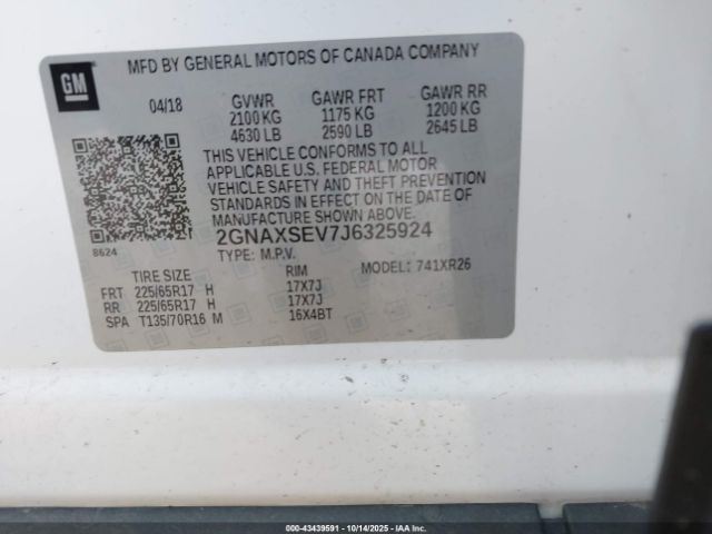 2018 CHEVROLET EQUINOX 2GNAXSEV7J6325924 Photo 8