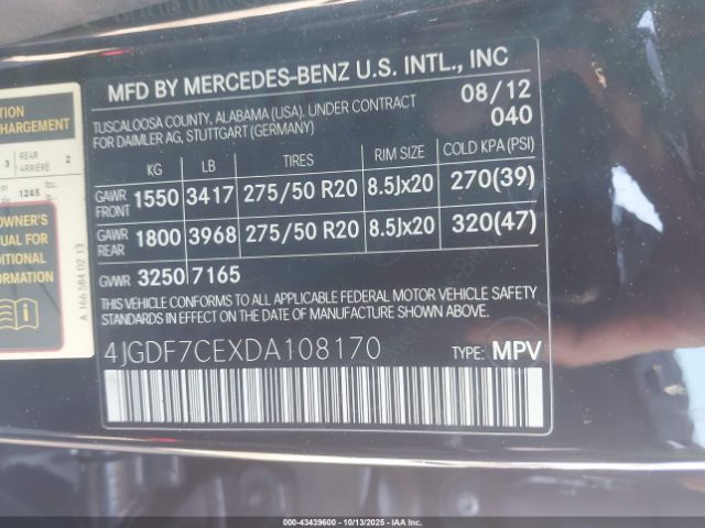 2013 MERCEDES-BENZ GL 450 4JGDF7CEXDA108170 Photo 8