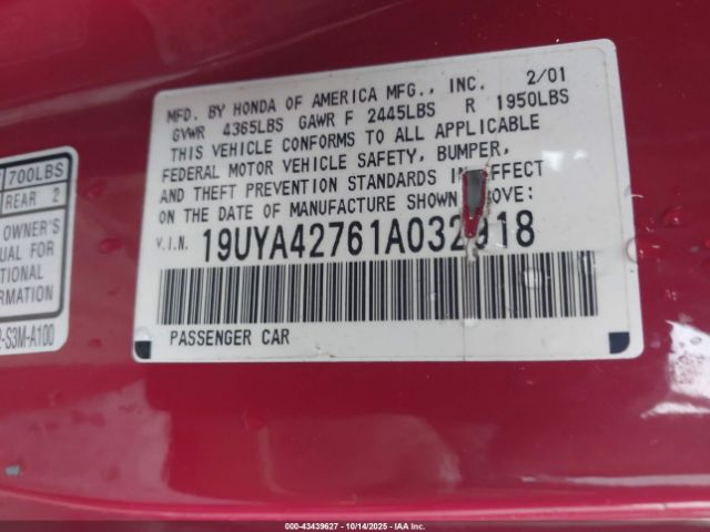 2001 ACURA CL 19UYA42761A032918 Photo 8