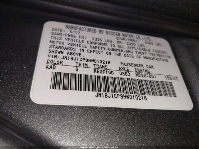 JN1BJ1CP9HW010218 Nissan Rogue Sport Sv