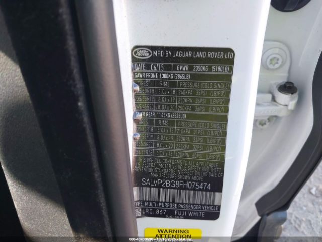 2015 LAND ROVER RANGE ROVER EVOQUE SALVP2BG8FH075474 Photo 8