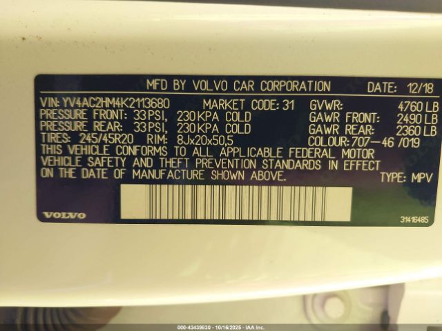 2019 VOLVO XC40 YV4AC2HM4K2113680 Photo 8