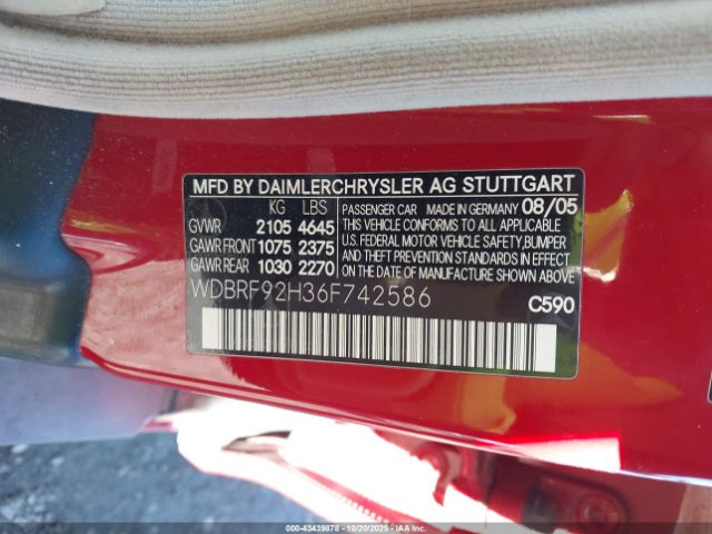 2006 MERCEDES-BENZ C 280 WDBRF92H36F742586 Photo 8