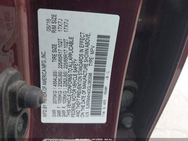 2016 HONDA CR-V 5J6RM4H43GL080598 Photo 8