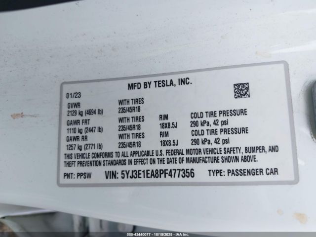 2023 TESLA MODEL 3 5YJ3E1EA8PF477356 Photo 8