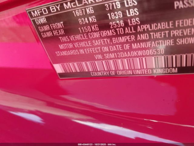 2019 MCLAREN 570S SBM13DAA0KW006530 Photo 8