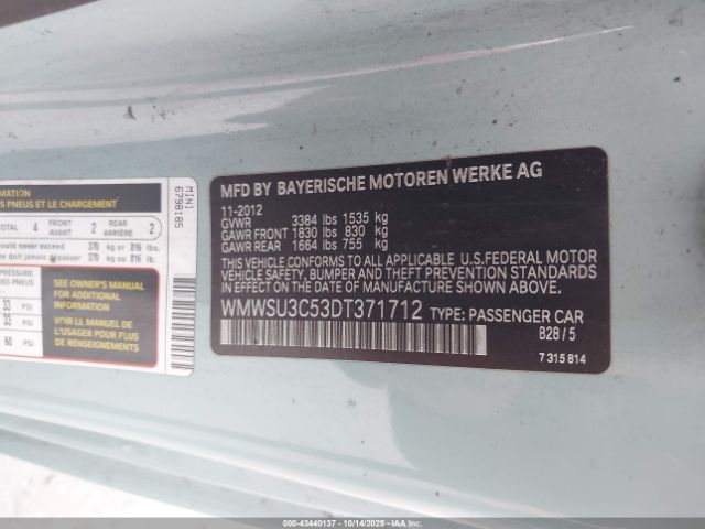 2013 MINI HARDTOP WMWSU3C53DT371712 Photo 8