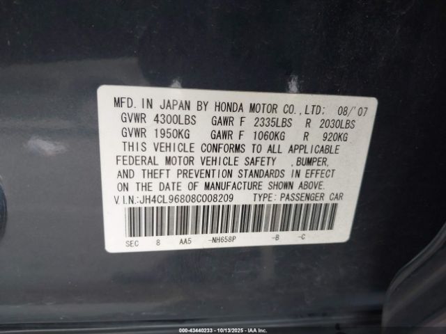 2008 ACURA TSX JH4CL96808C008209 Photo 8