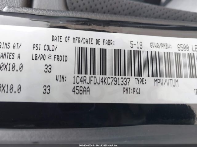 2019 JEEP GRAND CHEROKEE 1C4RJFDJ4KC791337 Photo 8